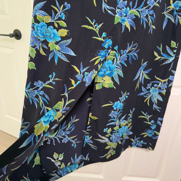 Studio I Women's Floral Blue Navy Sleeveless Maxi Dress Size 12 - Picture 11 of 12